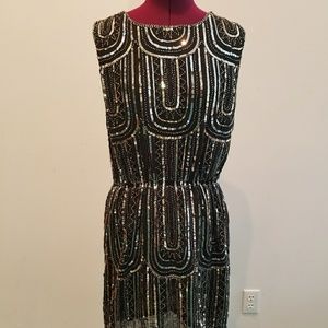 Sequined faux-vintage cocktail mini dress